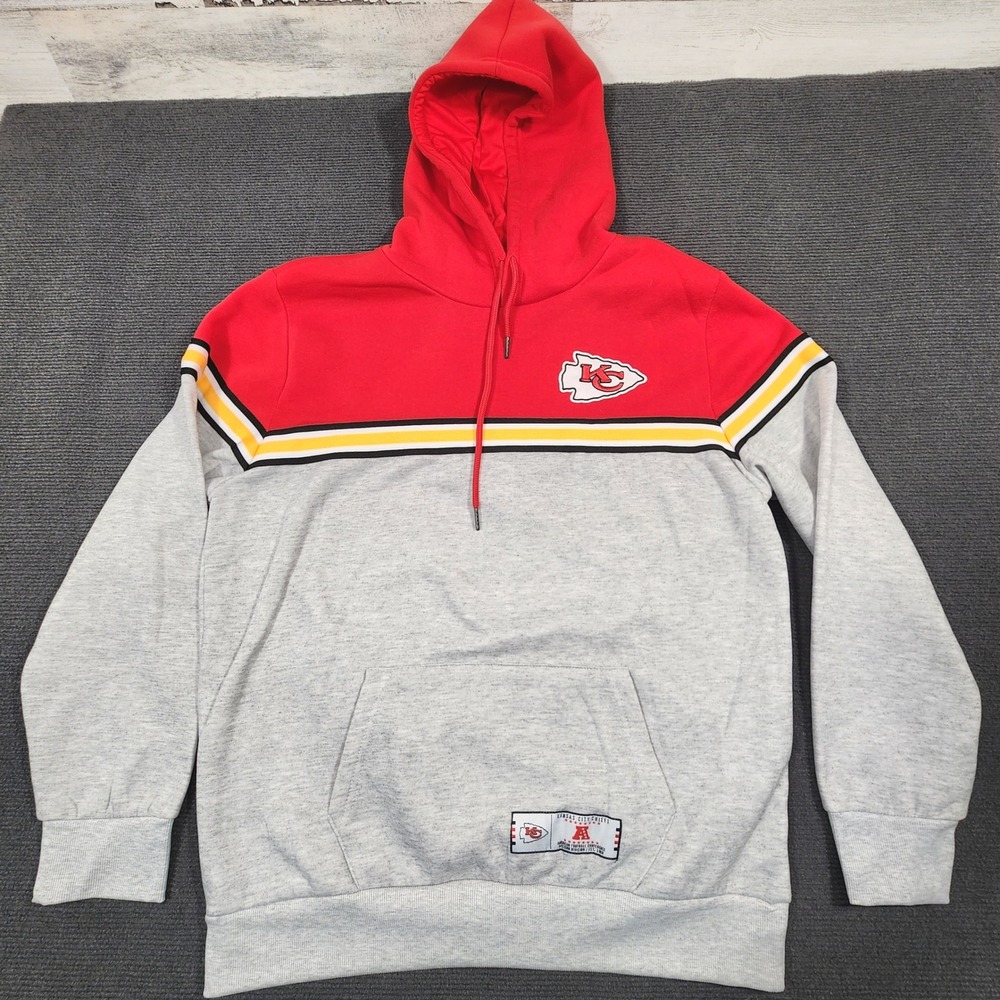 NFL‎ Team Apparel Kansas City Chiefs Hoodie Mens Large Gray Red Colorblock